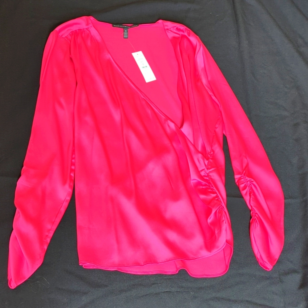 NWT White House Black Market Hot Pink Blouse Medium